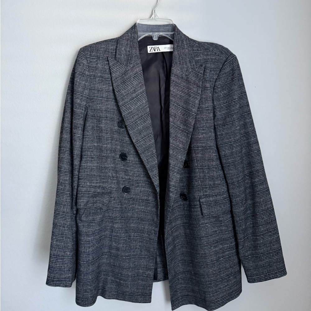 Zara Charcoal Double-Breasted Blazer